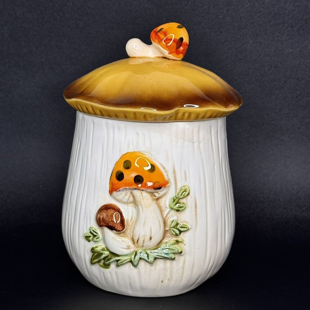 Vintage Sears Merry Mushroom Small Canister